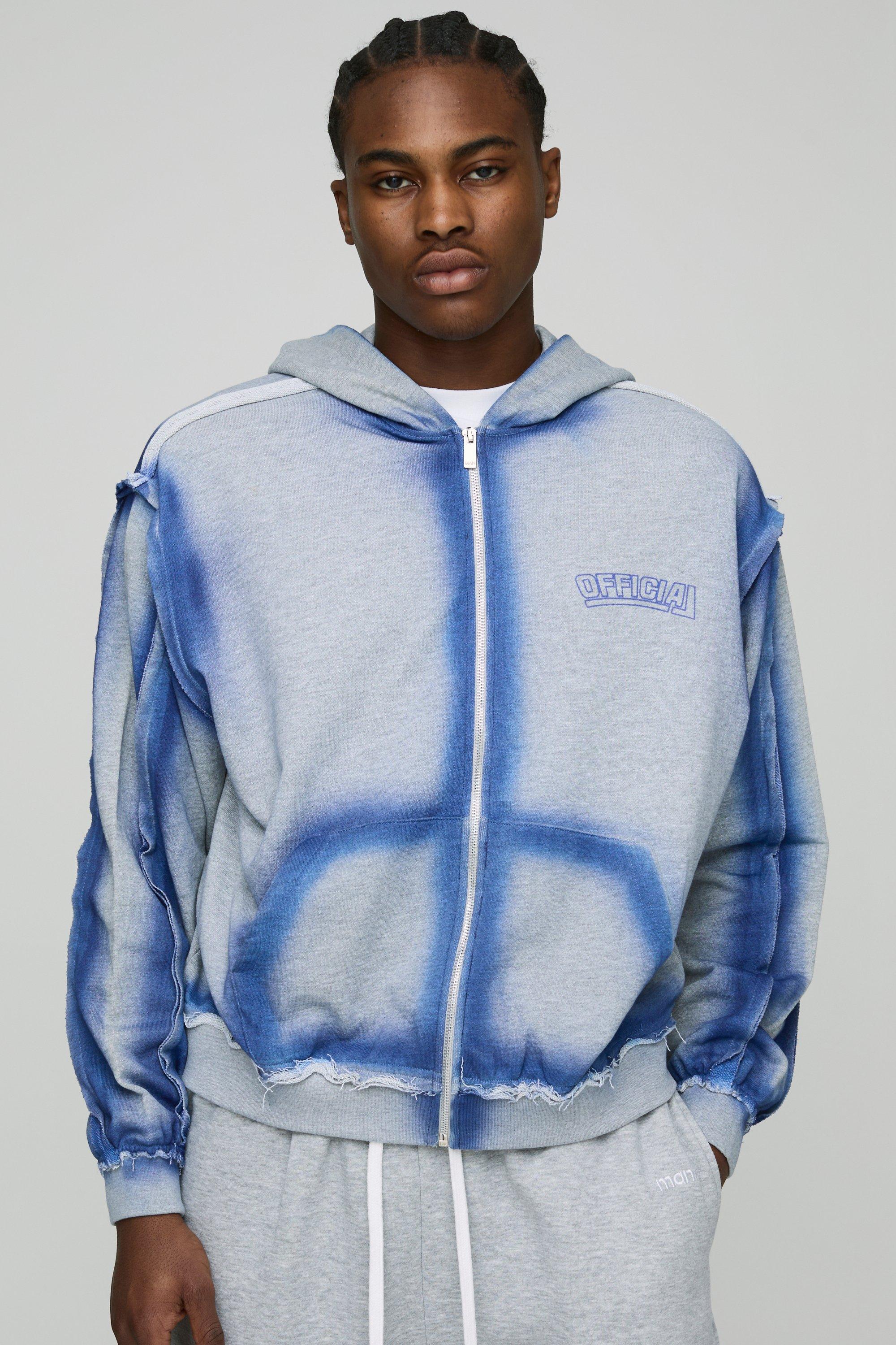 Oversized Boxy Loopback Seam Detail Zip Through Hoodie
